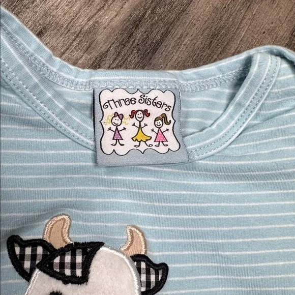 Three Sisters Cow Appliqué Baby Boy Romper - Picture 3 of 5